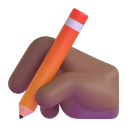 writing hand: medium-dark skin tone — Fluent 3D