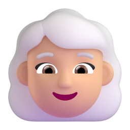 woman: medium-light skin tone, white hair — Fluent 3D