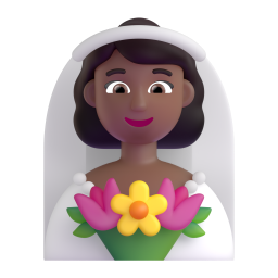woman with veil: medium-dark skin tone — Fluent 3D